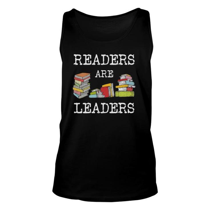 Womens Readers Are Leaders Books Reading Teacher Librarian V-Neck Tank Top