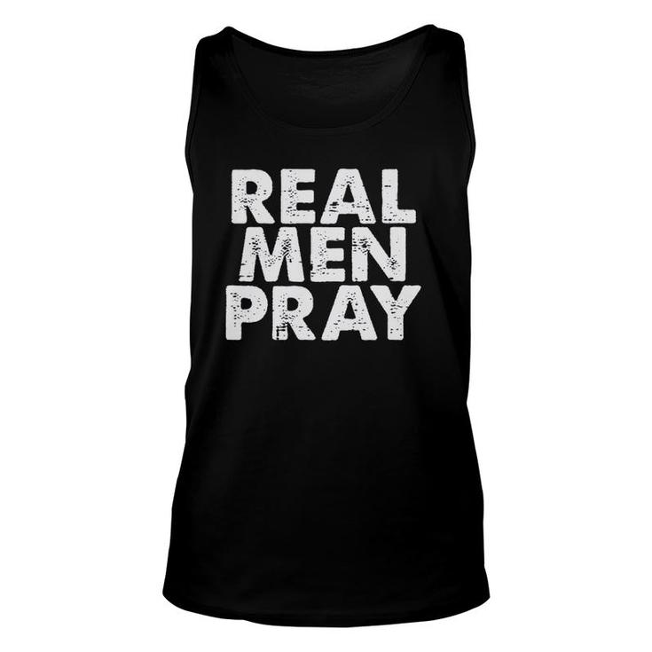 Mens Real Men Pray Religious God Jesus Faith Christian Catholic Tank Top