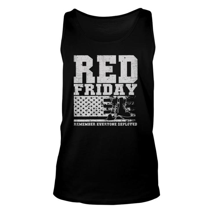 Womens Red Friday American Flag Military Boots Distressed V-Neck Tank Top