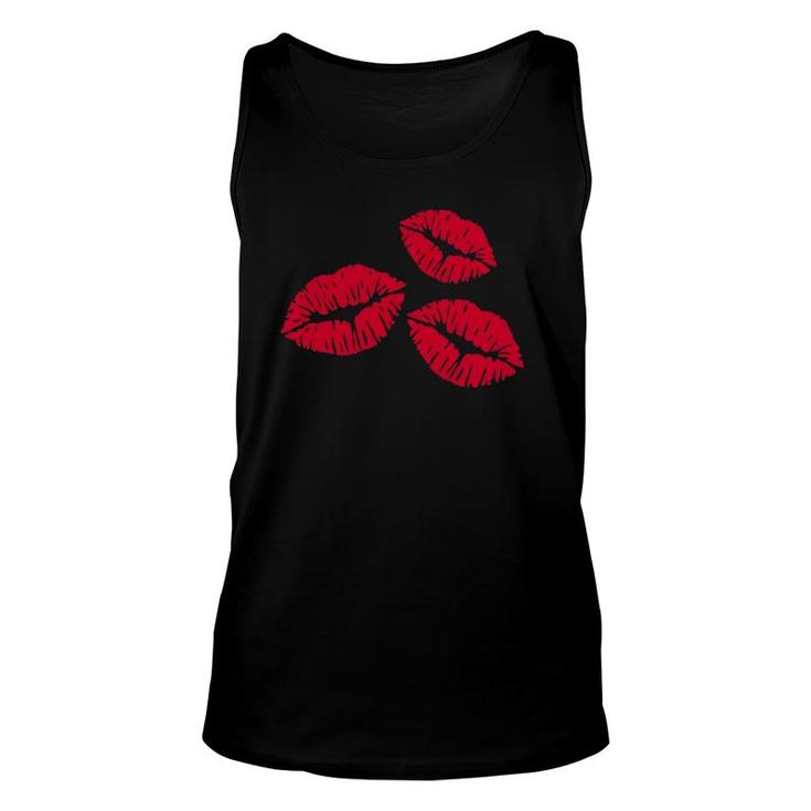 Red Kisses Lips Lipstick Gift Unisex Tank Top