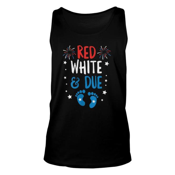 Red White And Due Baby Reveal Pregnancy Announcement  Unisex Tank Top