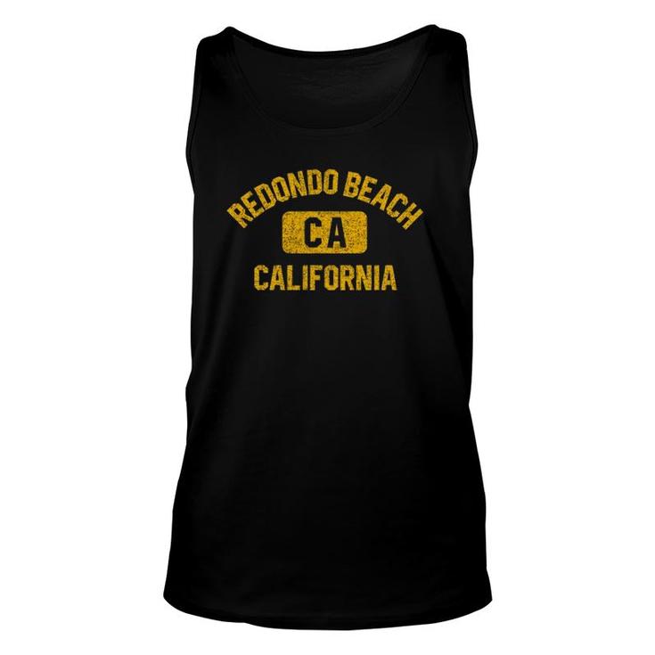 Redondo Beach Ca California Gym Style Distressed Amber Print Tank Top