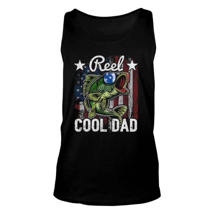 Reel Cool Dad Fishing American Flag Father's Day Gif Unisex Tank Top