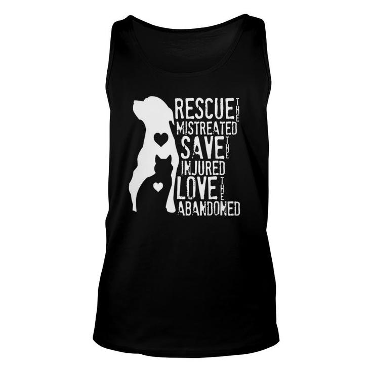 Rescue, Save, Love Animal Rescue, Dog Lover Cat Lover Unisex Tank Top
