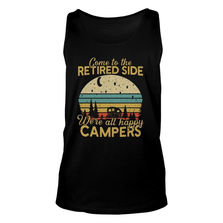 Retired Side We're Happy Campers Retirement Camping Lover Unisex Tank Top