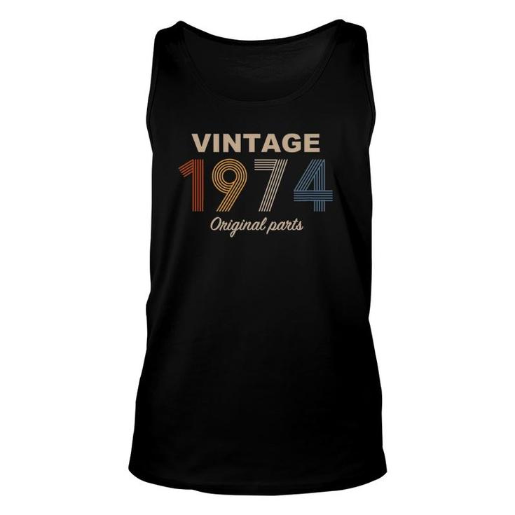 Retro 48 Years Vintage 1974 Original Parts 48Th Birthday Unisex Tank Top