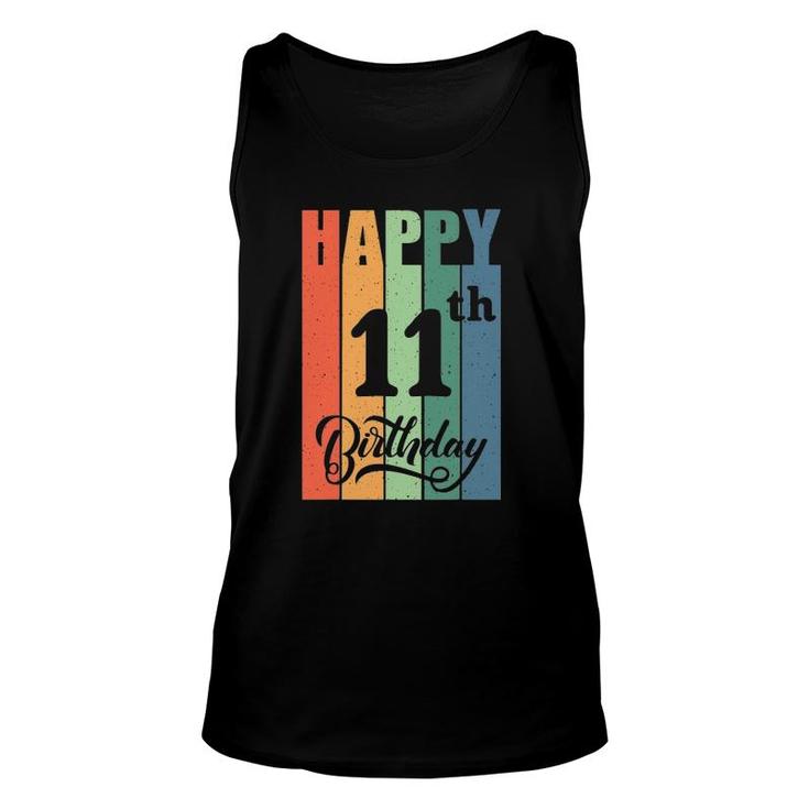 Retro Birthday Gift For 11 Years Old Happy 11Th Birthday Unisex Tank Top