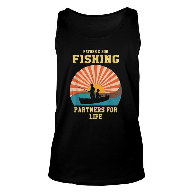 Retro Father Son Fishing Partners For Life Matching Unisex Tank Top