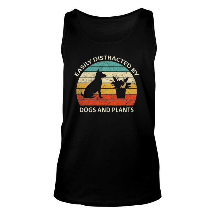 Retro Pet Dog Plant Lover Easily Distracted By Dogs & Plants Tank Top