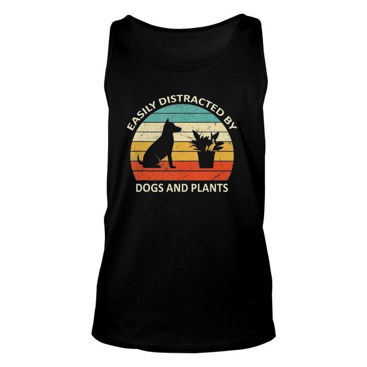 Retro Pet Dog Plant Lover Easily Distracted By Dogs And Plants Tank Top