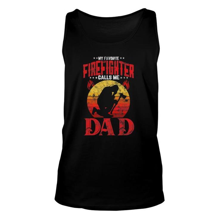 Retro Style My Favorite Firefighter Calls Me Dad Fathers Day Tank Top