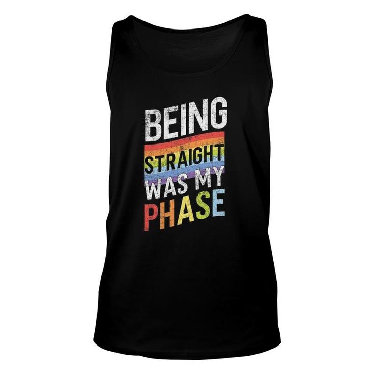 Retro Vintage Lgbt Pride Rainbow Being Straight Was My Phase Tank Top