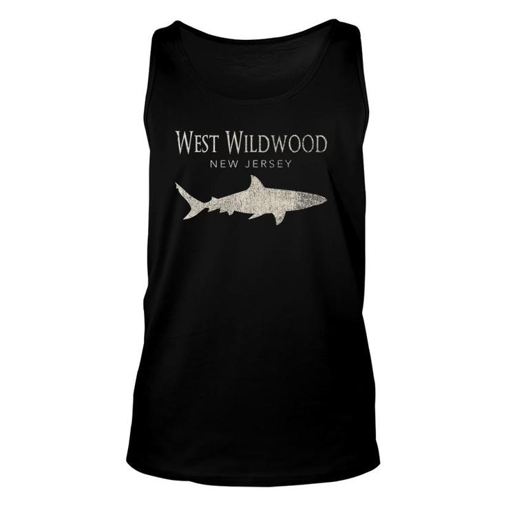 Retro West Wildwood Nj Shark Unisex Tank Top