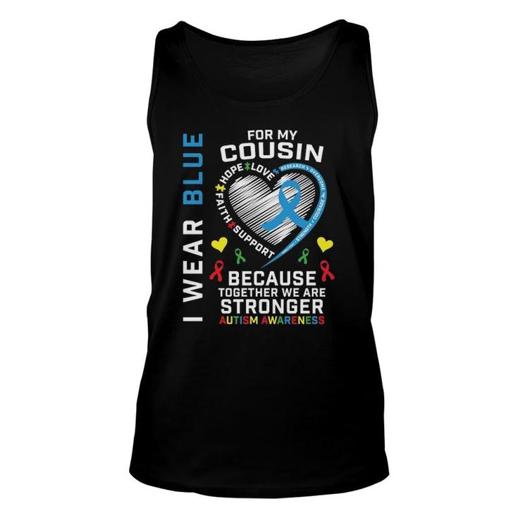 Ribbons Puzzle I Wear Blue For My Cousin Autism Awareness Pullover Tank Top