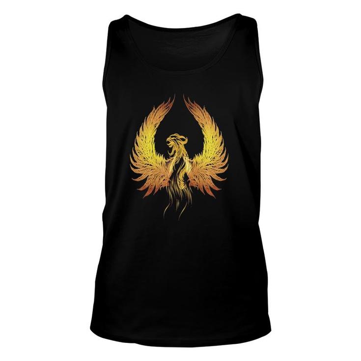 Rising Phoenix Fire Golden Mythical Reborn Rise From Ashes  Unisex Tank Top