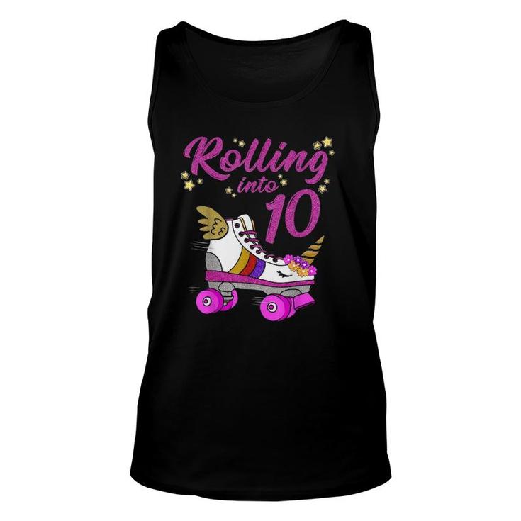 Rolling Into 10Th Birthday Unicorn Roller Skate Party Unisex Tank Top