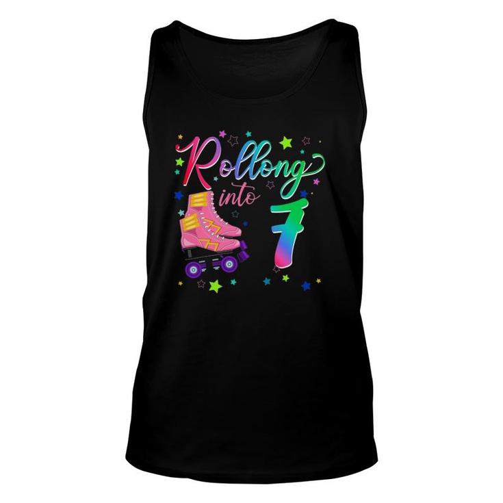 Rolling Into 7 Years Old Birthday Roller Skate Unisex Tank Top