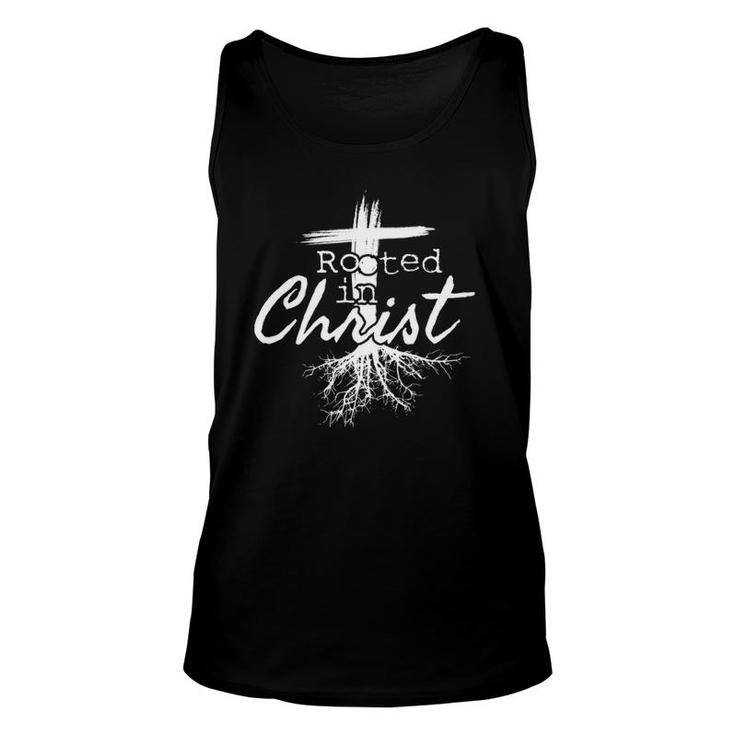 Rooted In Christ, Religious Christian Jesus Unisex Tank Top