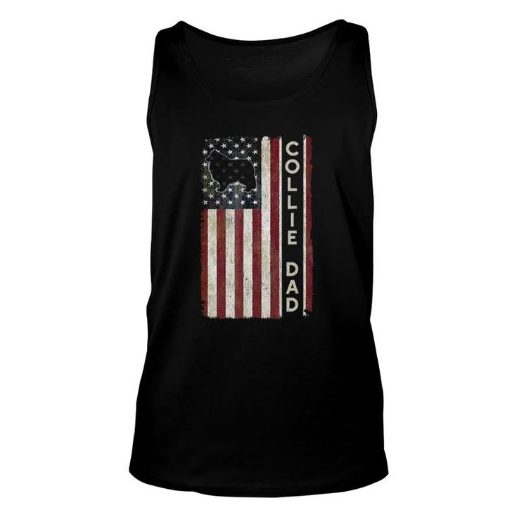 Rough Collie Dad 4Th July American Flag Father's Day Unisex Tank Top