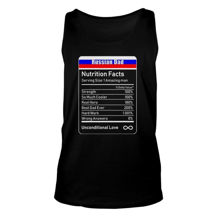 Russian Dad Nutrition Facts Fathers Day Gift Unisex Tank Top