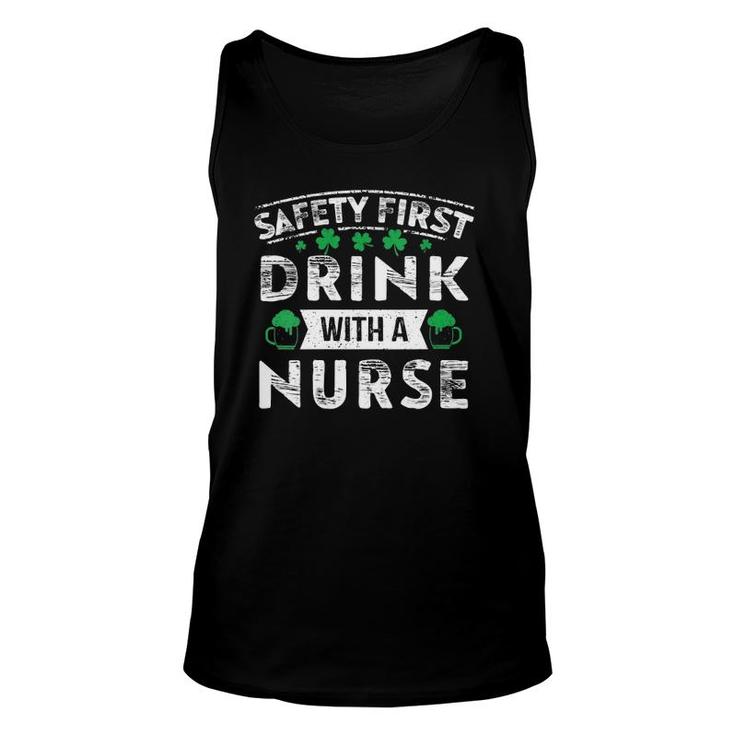 Womens Safety First Drink With A Nurse St Patrick's Day Tank Top