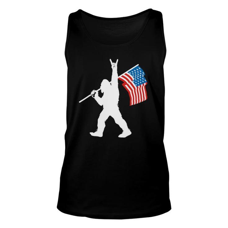 Sasquatch Rock And Roll Usa Flag For Bigfoot Believers Tank Top