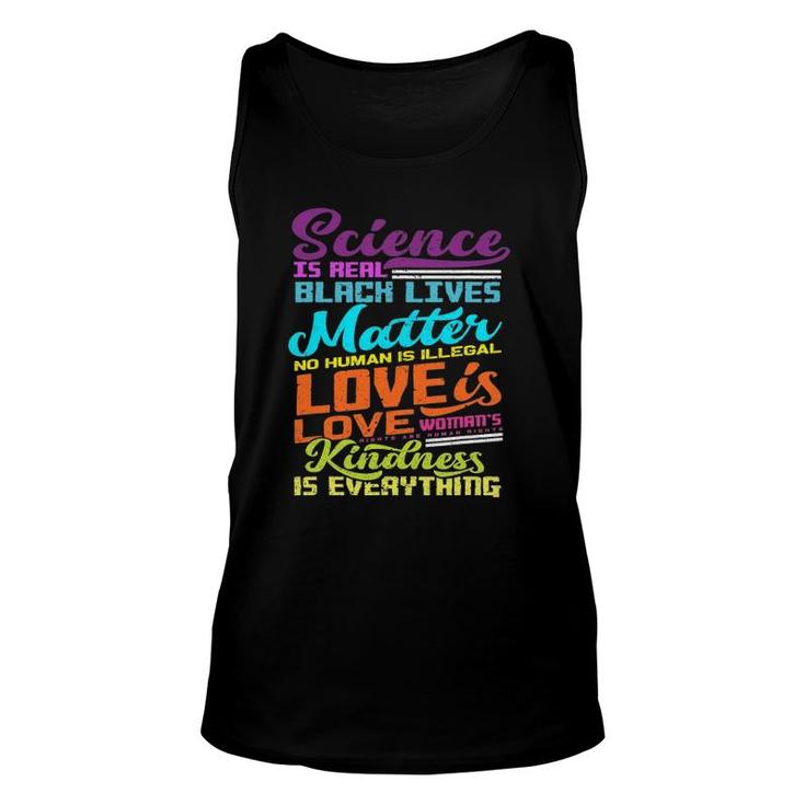 Science Is Real Black Lives Human Women Rights Matter Pride Unisex Tank Top
