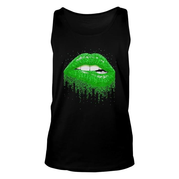 Sexy Irish Lips Kiss St Patricks Day Green Shamrock Unisex Tank Top