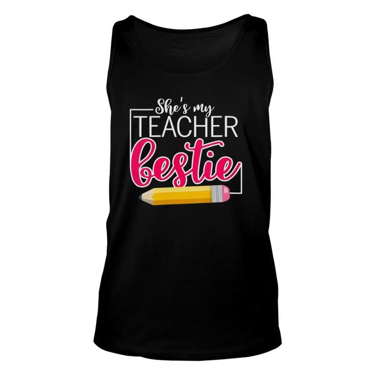 Womens She Is My Teacher Bestie Couple Matching Outfit Apparel V-Neck Tank Top