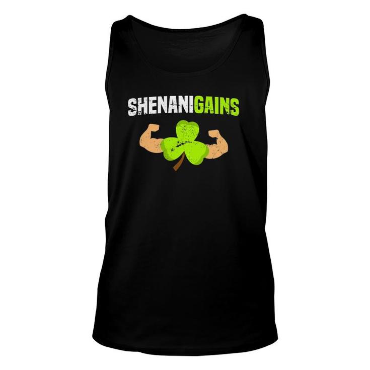 Shenanigains St Patrick's Day Workout Gym Gains Lift Unisex Tank Top