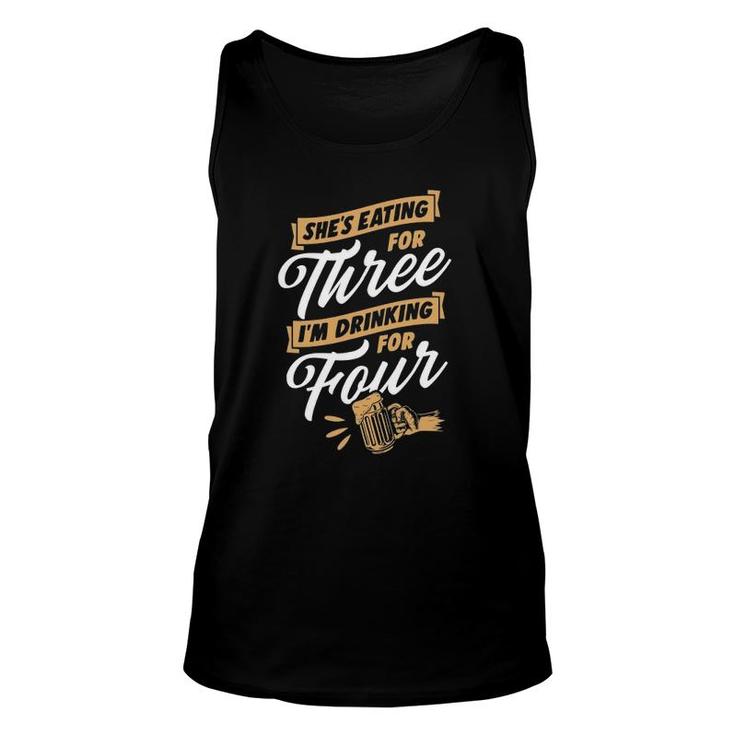 Mens She's Eating For Three I'm Drinking For Four Beer Lover Dad Tank Top