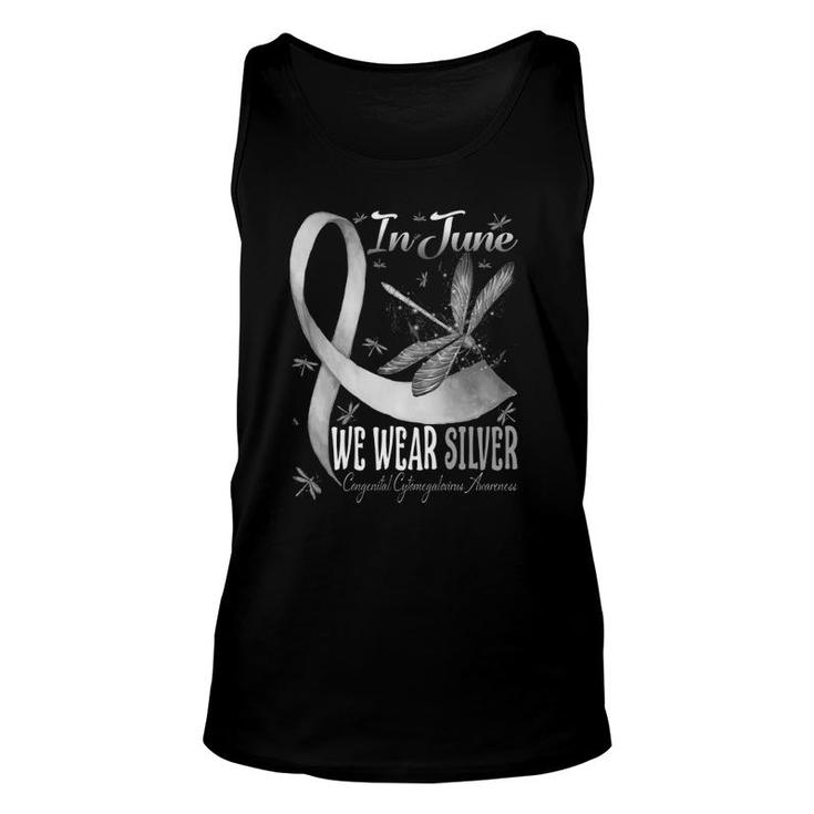 Silver Cmv Congenital Cytomegalovirus Awareness Dragonfly Unisex Tank Top
