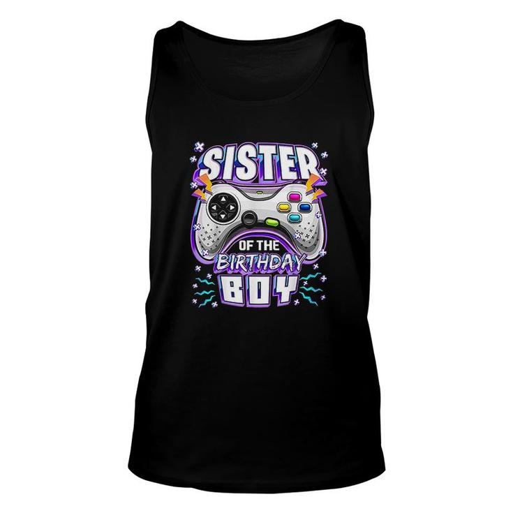Sister Of The Birthday Boy Matching Video Gamer Party  Unisex Tank Top