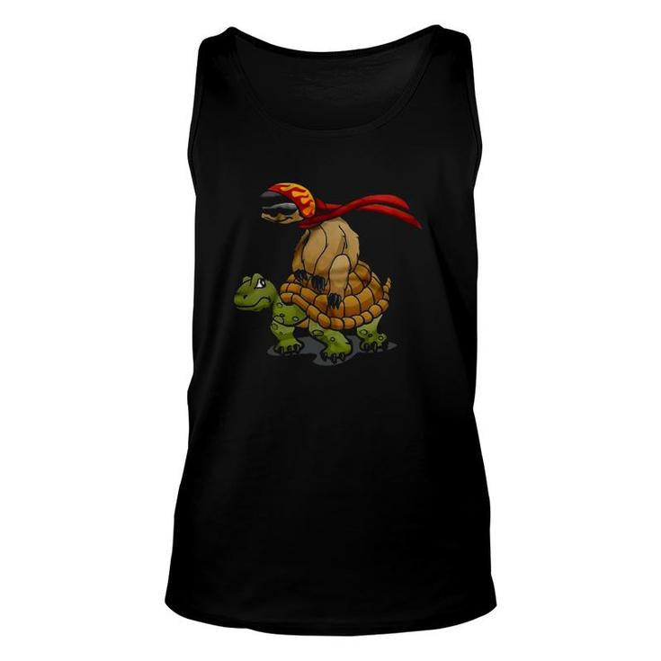 Sloth Riding Turtle Funny Sloth Lover Unisex Tank Top
