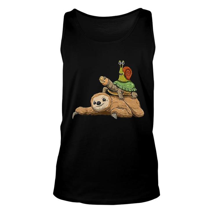 Sloth Turtle Snail Running Sloth Lovers Unisex Tank Top