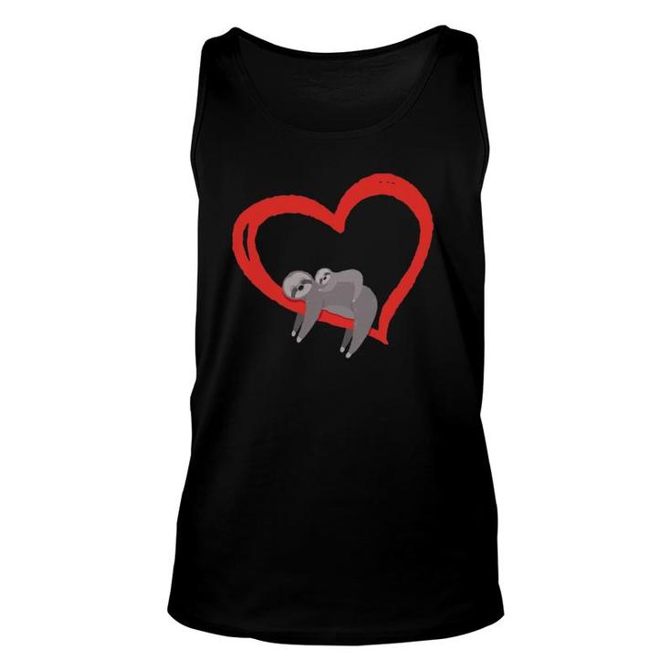 Sloth Valentine's Day Womens Sloths Valentine Heart Unisex Tank Top