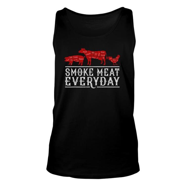 Smoke Meat Everyday Barbecue Grilling Bbq Smoker Dad Gift Unisex Tank Top