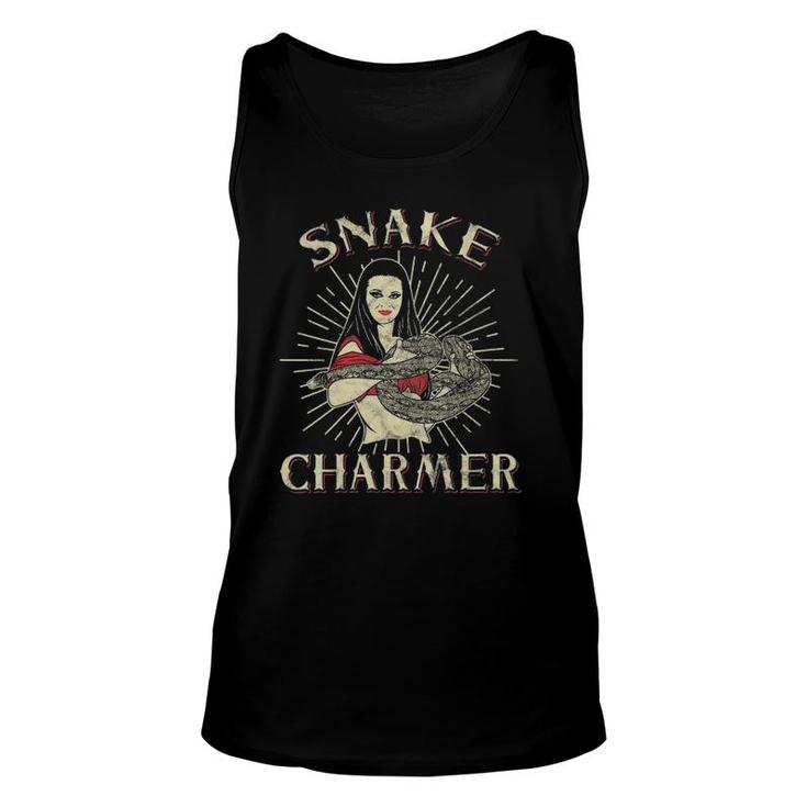 Womens Snake Charmer Circus Party Snake Lover Circus V-Neck Tank Top