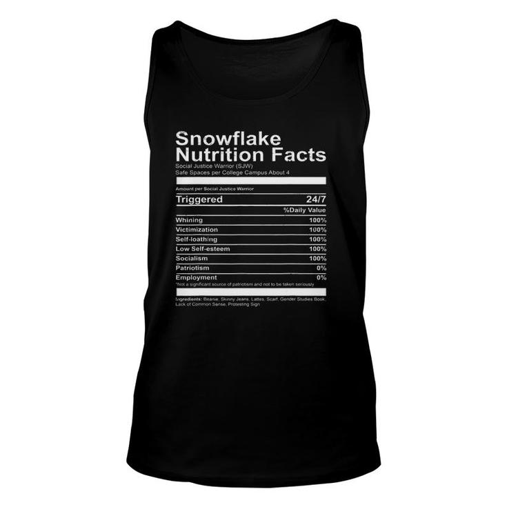 Snowflake Nutrition Facts Funny Socialist Capitalism Funny Unisex Tank Top