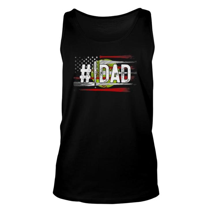 Mens Softball 1 Dad Number One Best Dad Coach Ever Fathers Day Tank Top