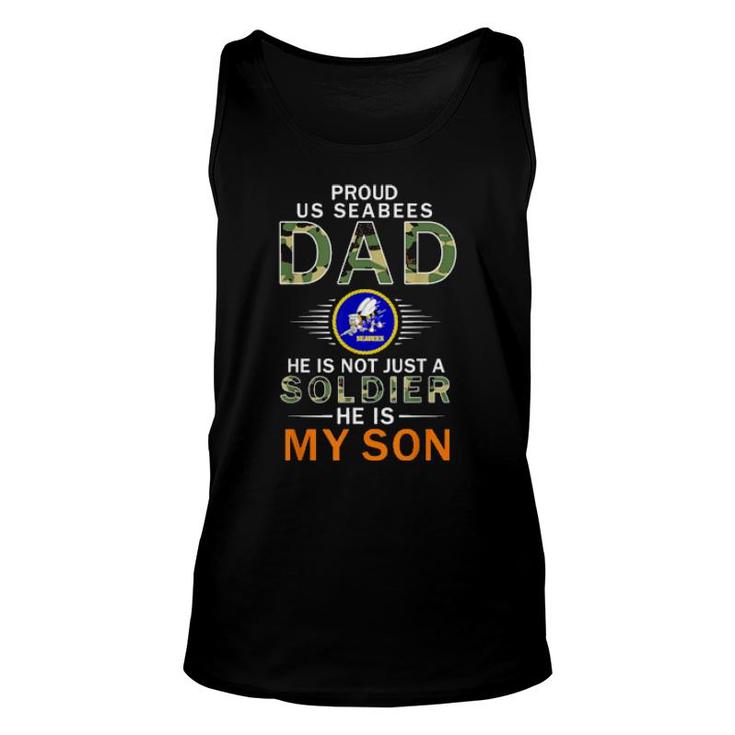 Mens He Is A Soldier & Is My Sonproud Us Seabees Dad Camouflage Tank Top