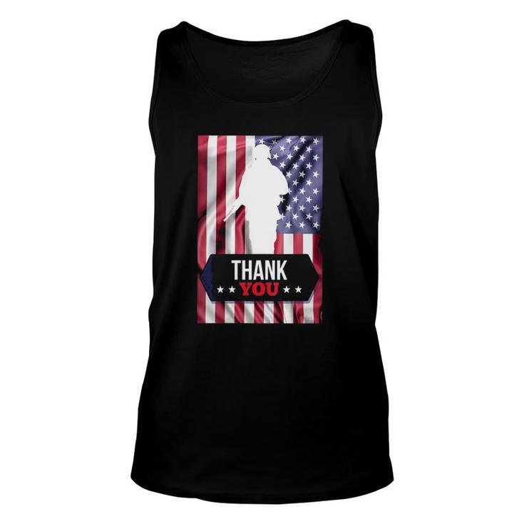 Womens Soldier Thank You Flag Veterans, Memorial Day & 4Th Of July Tank Top