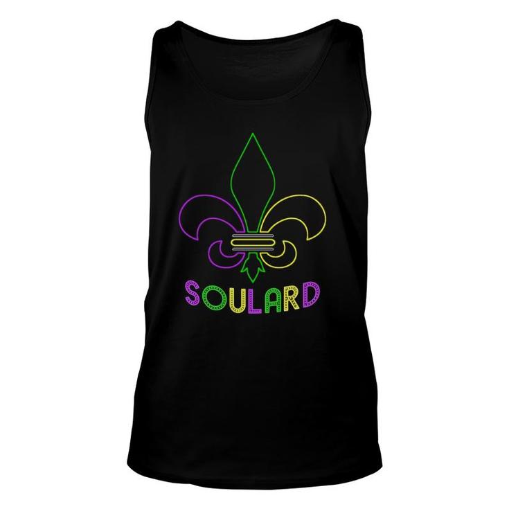 Soulard Mardi Gras Neon Sign With Fleur De Lis Unisex Tank Top