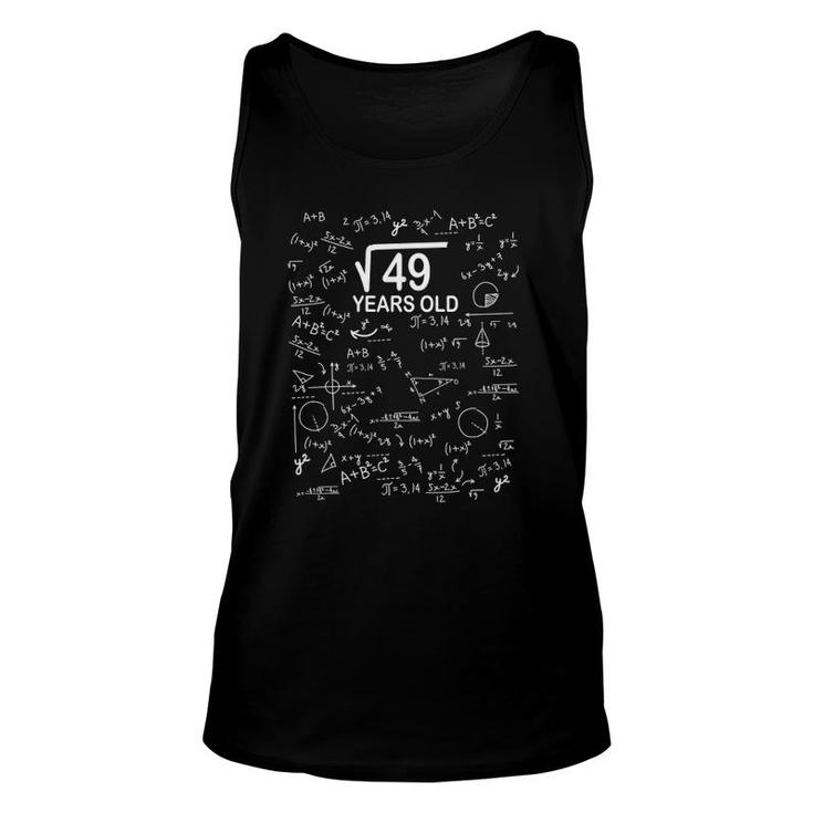 Square Root Of 49 Math 7Th Birthday 7 Years Old Algebra Tank Top