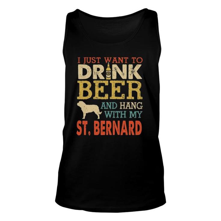 St Bernard Dad Drink Beer Hang With Dog Funny Men Vintage Unisex Tank Top