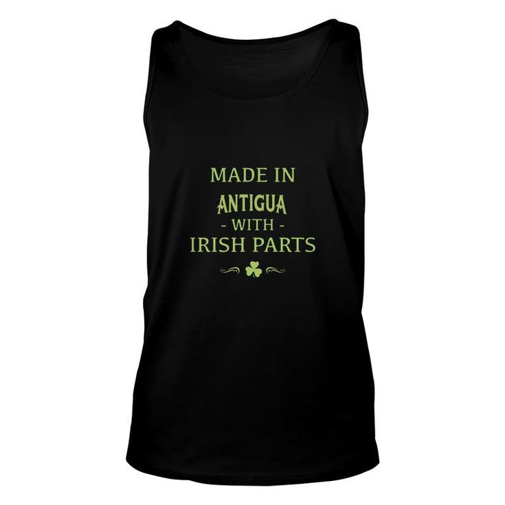 St Patricks Day Shamrock Made In Antigua With Irish Parts Country Love Proud Nationality Tank Top
