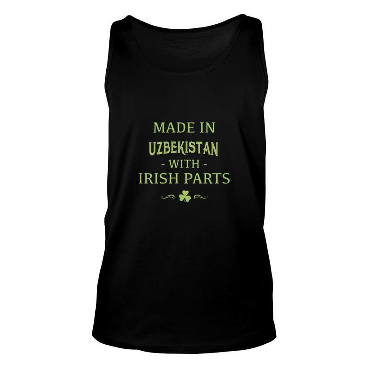 St Patricks Day Shamrock Made In Uzbekistan With Irish Parts Country Love Proud Nationality Tank Top