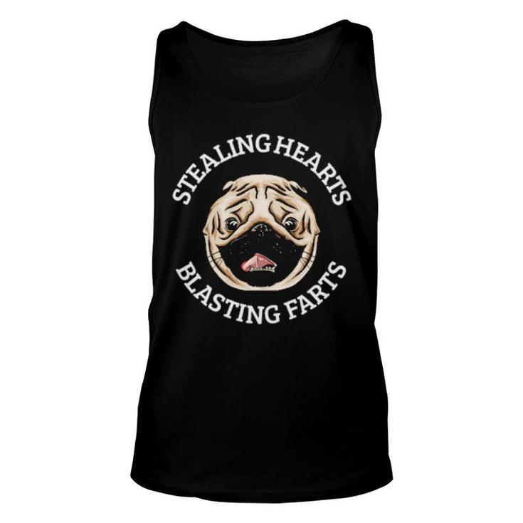 Stealing Hearts And Blasting Farts Dog Farts Pug  Unisex Tank Top