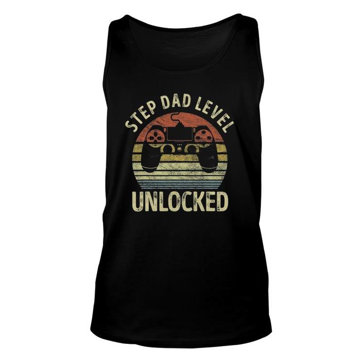 Step Dad Level Unlocked Gaming Video Game Dad Funny Gift Unisex Tank Top