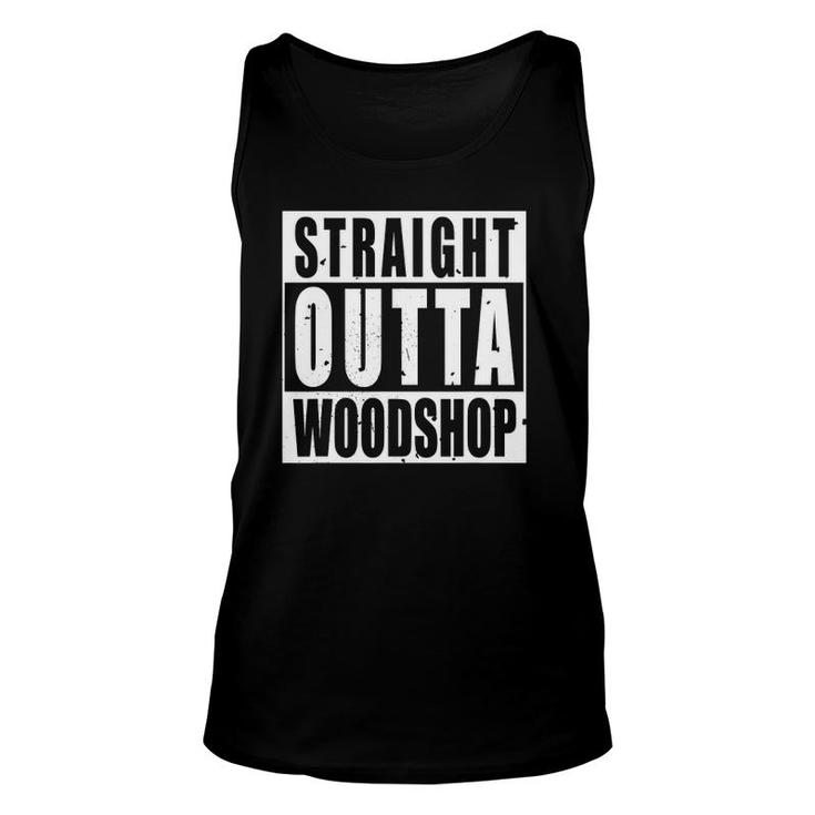 Mens Straight Outta Woodshop Wood Worker Graphic Tee Tank Top